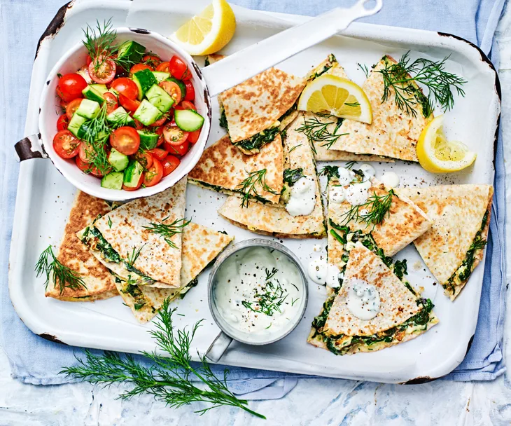 Spanakopita quesadillas