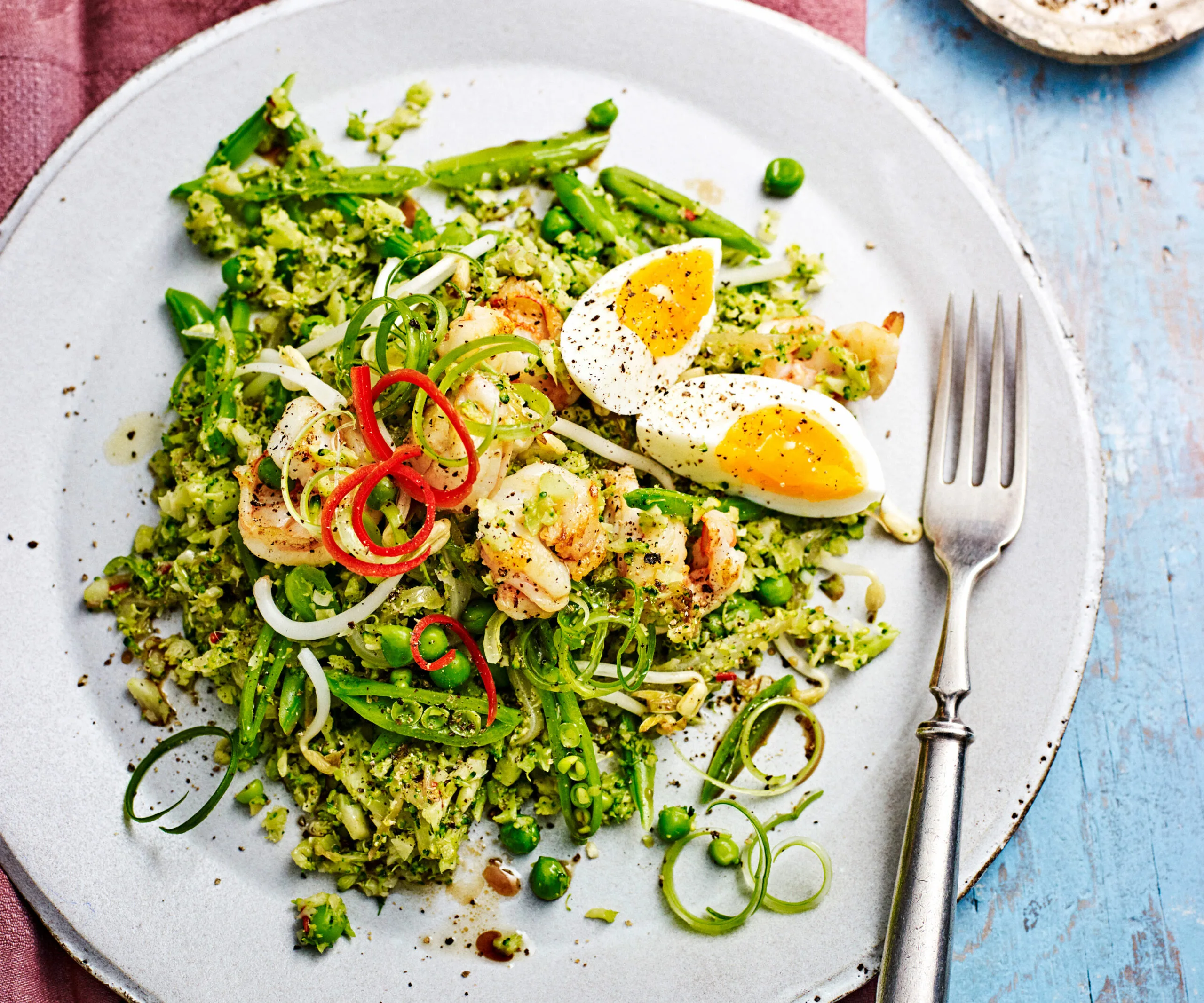 Prawn and broccoli fried ‘rice’-image