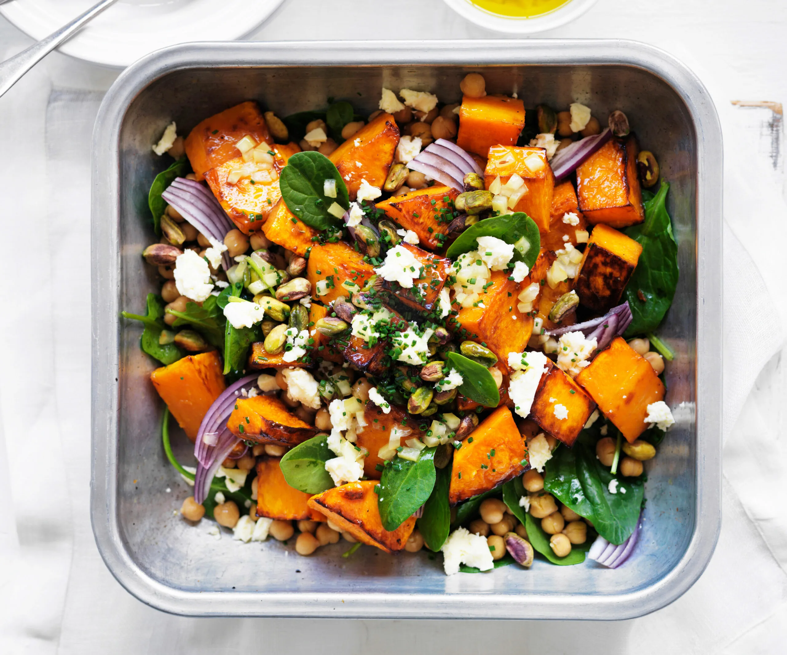 Roast pumpkin, feta and chickpea salad