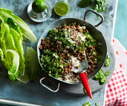 a mince dinner - beef larb in the pan