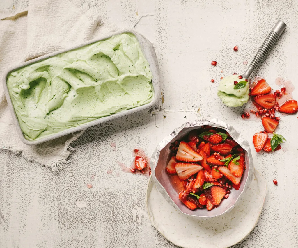 Basil mascarpone sorbet