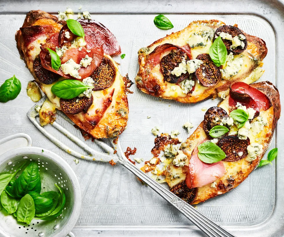 Pancetta & fig Sweet potato pizzas