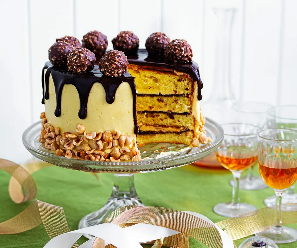 Malted hazelnut layer cake