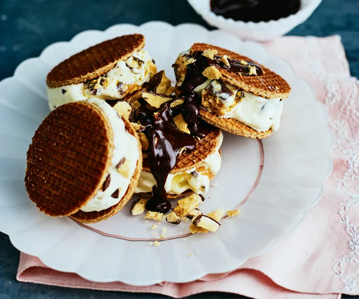 Waffle ice-cream sandwhiches