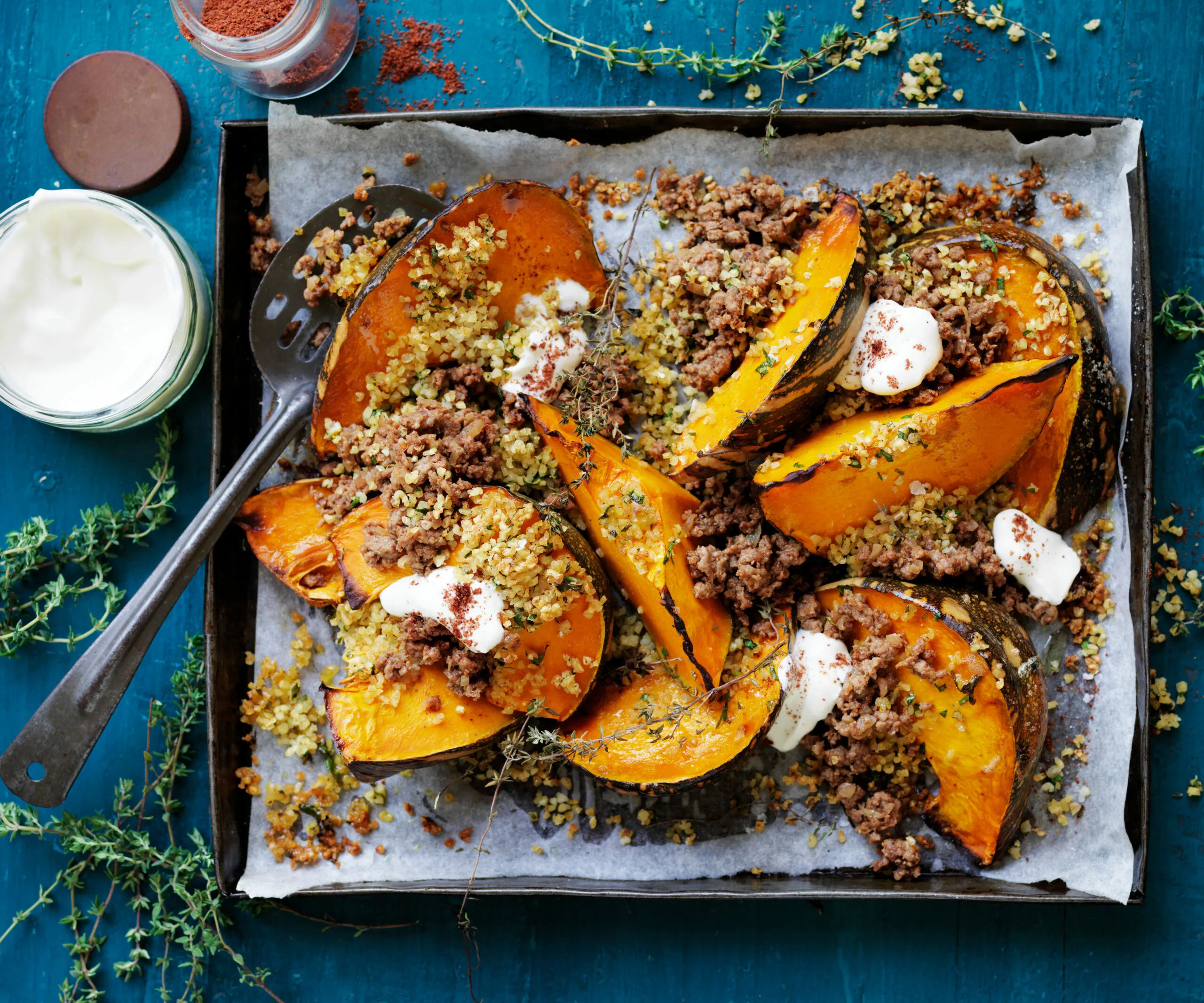 spicy roast pumpkin with lamb
