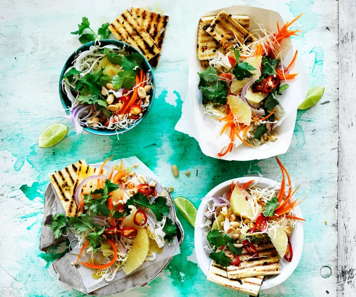 Crispy Thai tofu with pomelo slaw