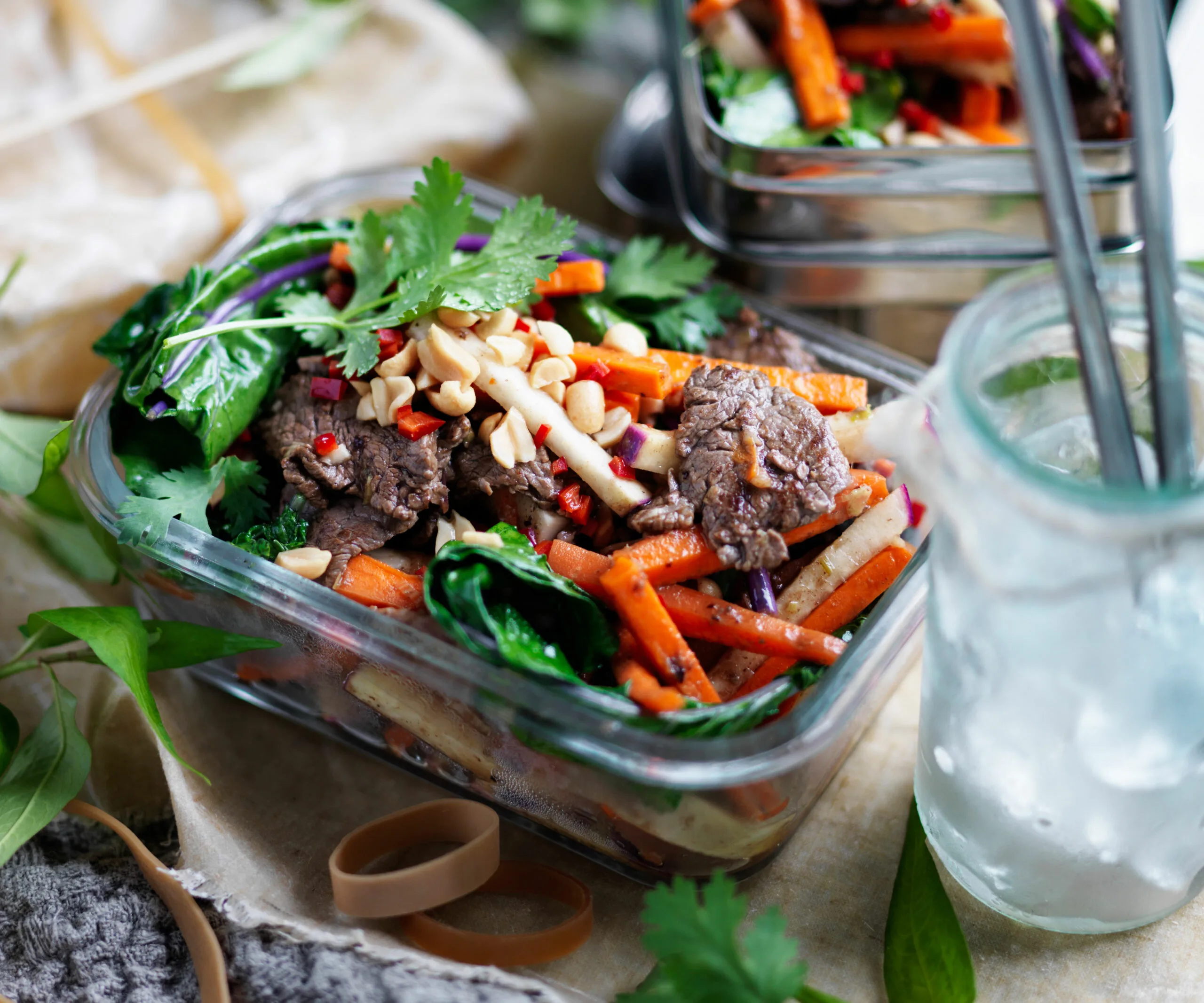 Tamarind beef stir fry with kohlrabi salad-image