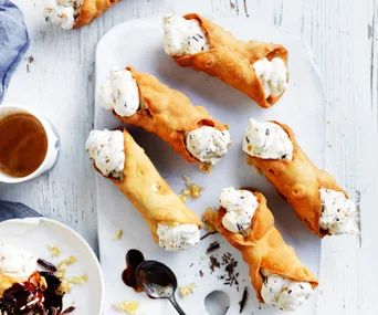 Peanut brittle cannoli