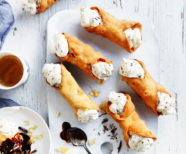 Peanut brittle cannoli