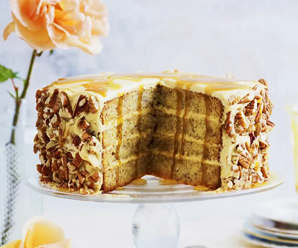 Layered banana butterscotch cake-image