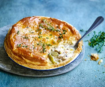 Winter dinner ideas as a chicken and leek pie