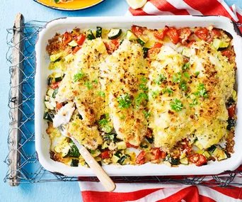Snapper and tomato tray bake