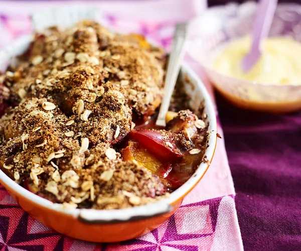 Plum and apricot chocolate crumble | Women's Weekly Food