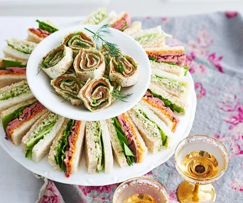 Roast beef and mustard ribbon sandwiches