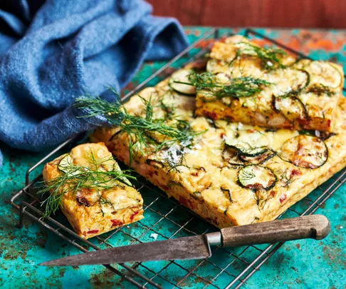 Carrot, zucchini and bacon slice