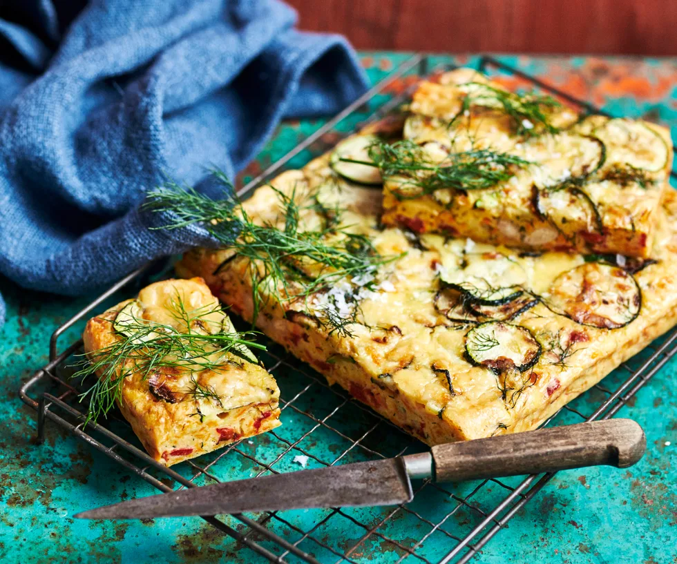 Carrot, zucchini and bacon slice, one of Women's Weekly Food's zucchini recipes