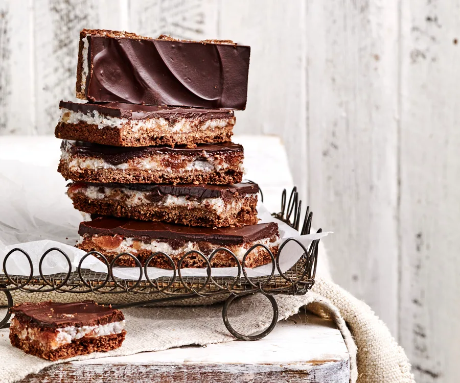 Choc-cherry coconut slice | Women's Weekly Food