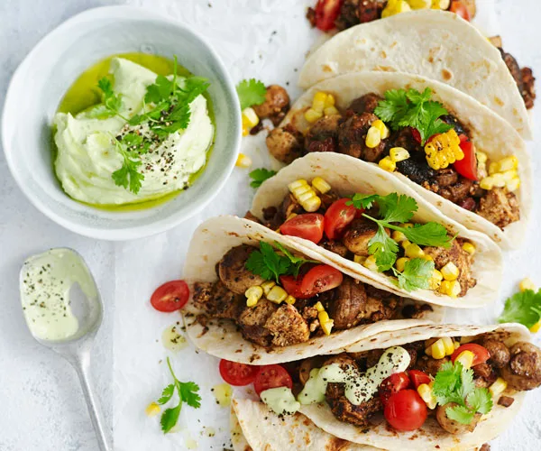 Mushroom and corn tacos