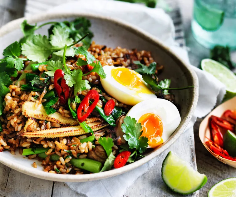 Brown Rice Nasi Goreng with Soft-Boiled Egg