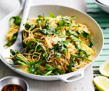 rocket, chilli& lemon spaghetti