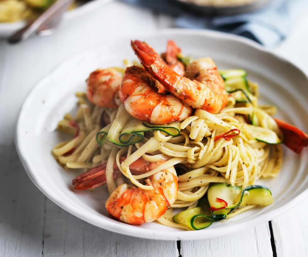 prawn and pesto linguine