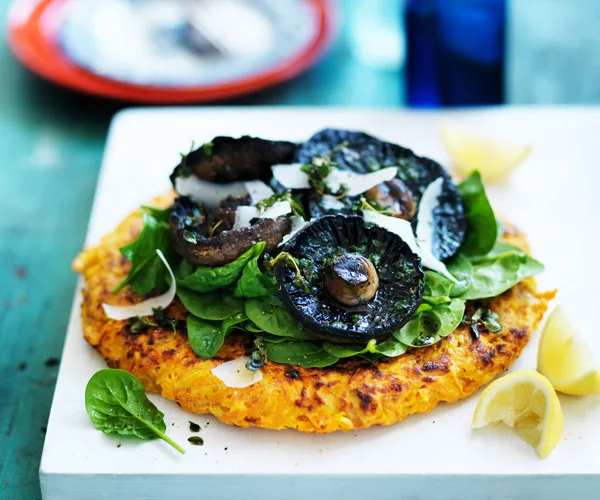 Kumara r&ouml;sti with portobello mushrooms