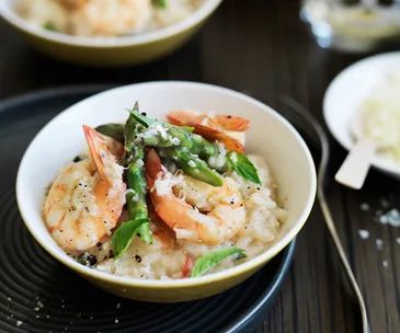 Prawn and asparagus risotto