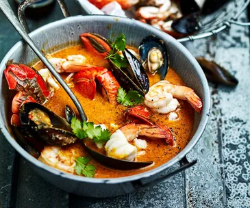 Seafood in coconut & lemongrass broth