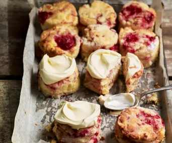 Gluten-free raspberry and choc-chunk scones