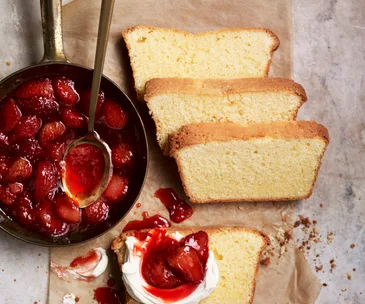 Almond & strawberry pound cake