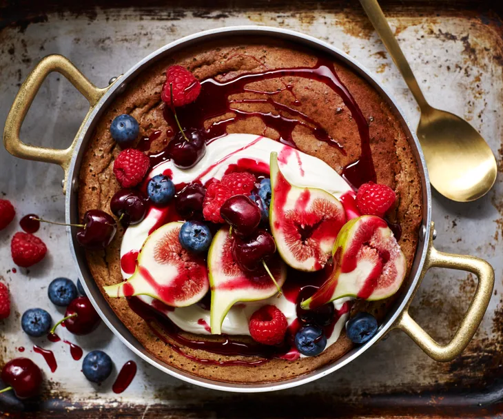 Fresh figs on a skillet muffin