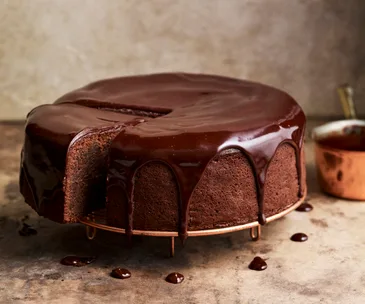 Chocolate cake with sour cherry ganache