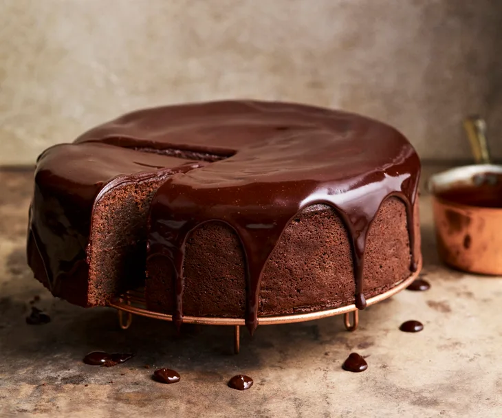 Chocolate cake with sour cherry ganache