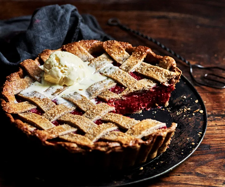 Rhubarb chia lattice tart