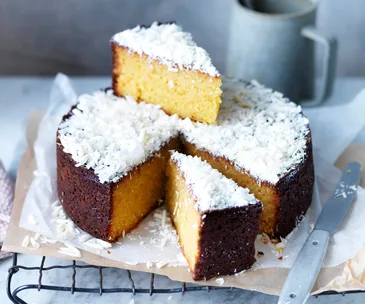 Flourless orange & white chocolate cake