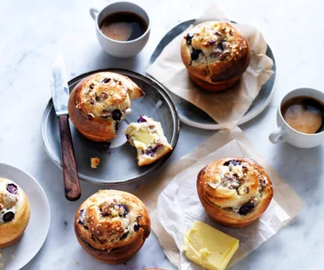 Rolled blueberry pecan brioche