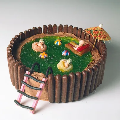 Swimming pool birthday cake