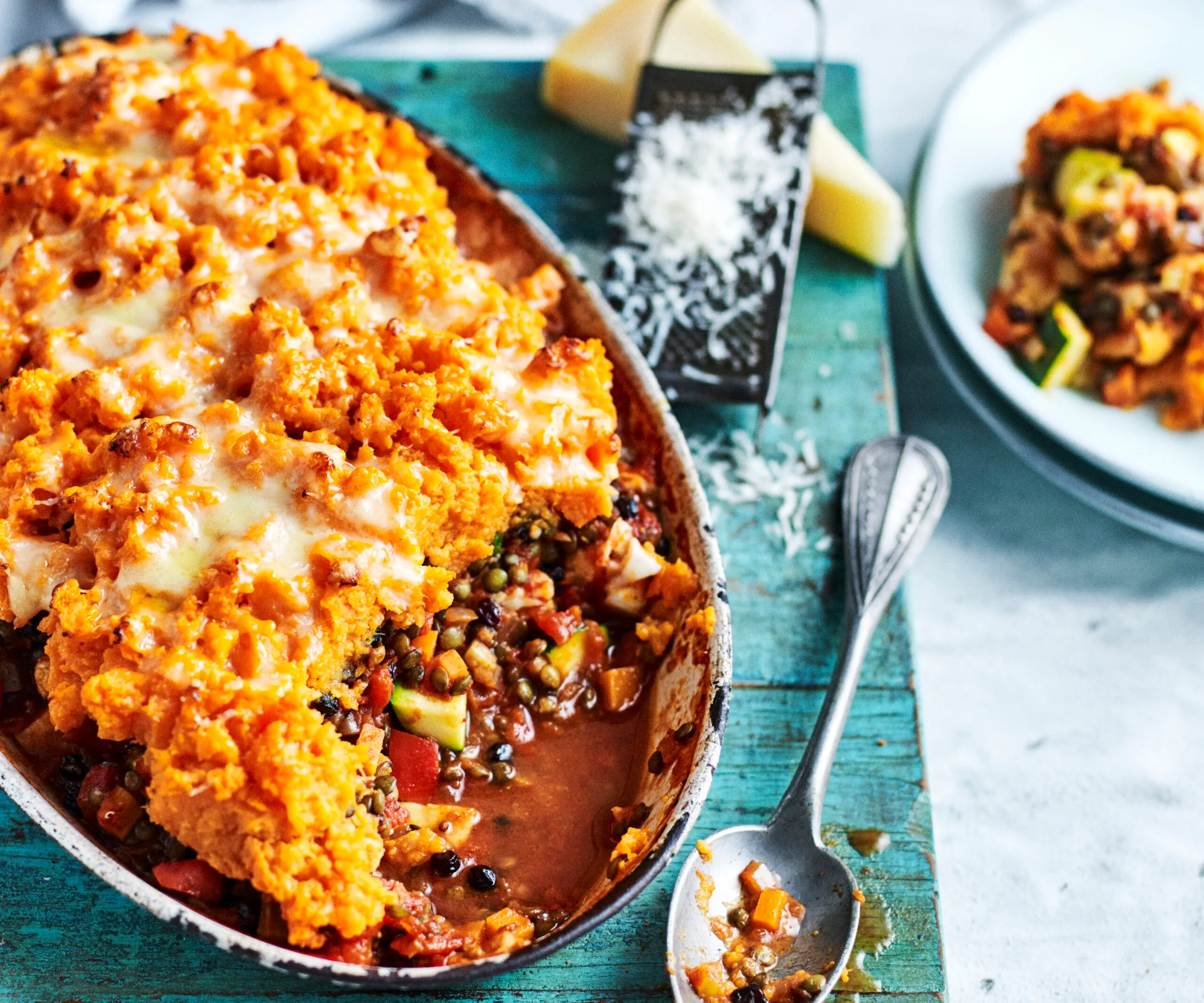 Curried lentil cottage pie
