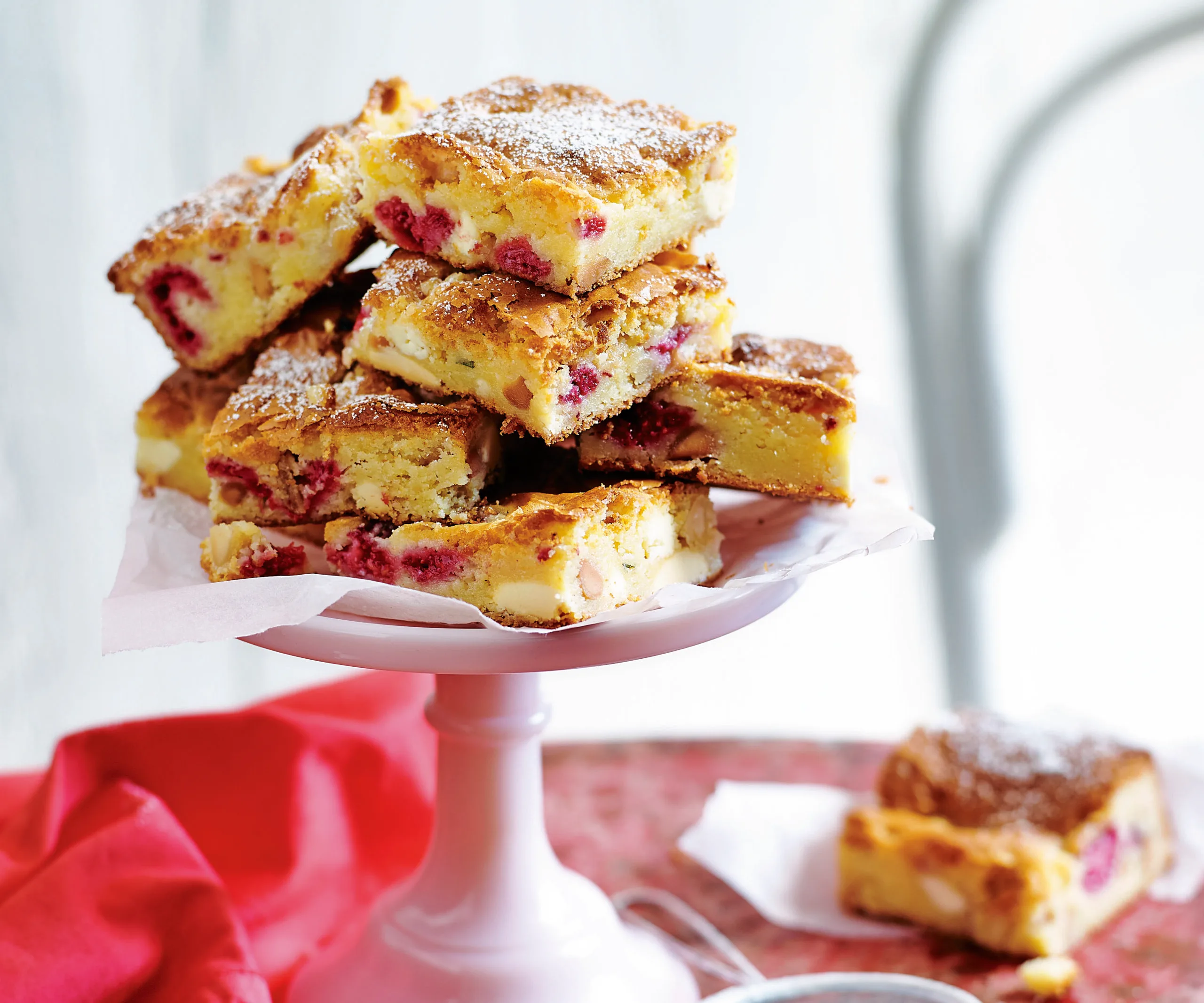 White chocolate, raspberry and macadamia blondies-image