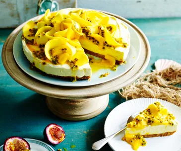 Passionfruit and mango cheesecake