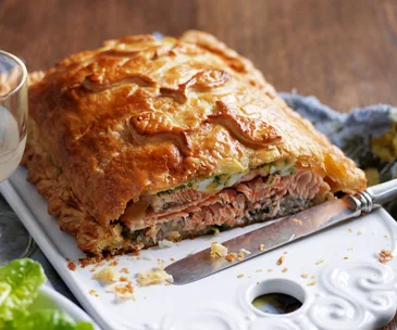 Salmon and rice pie