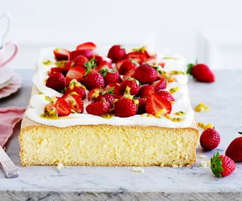 Strawberries on a vanilla cake