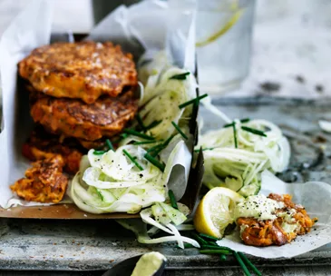 Smoky tomato & bacon fritters