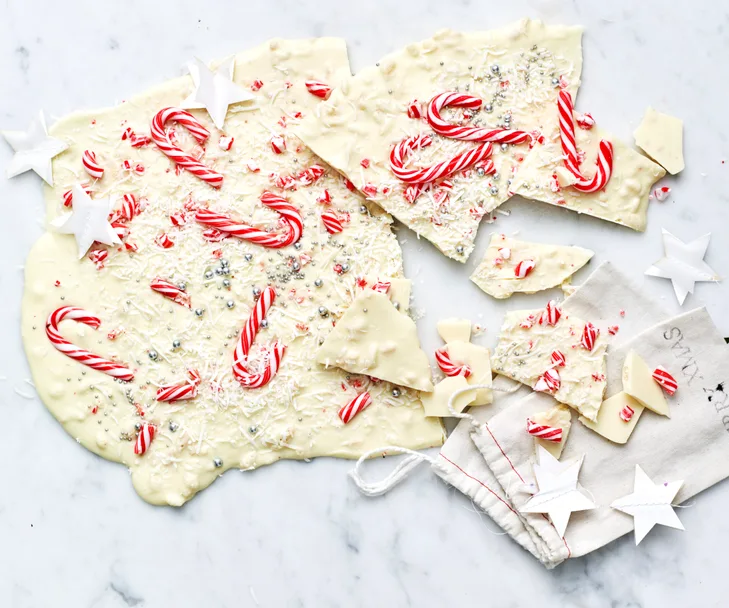 White choc-mint candy cane bark