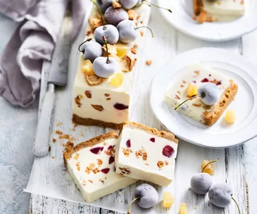 Cherry and amaretti white Christmas log