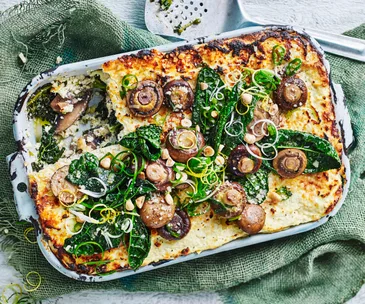 Mushroom lasagne with cavolo nero