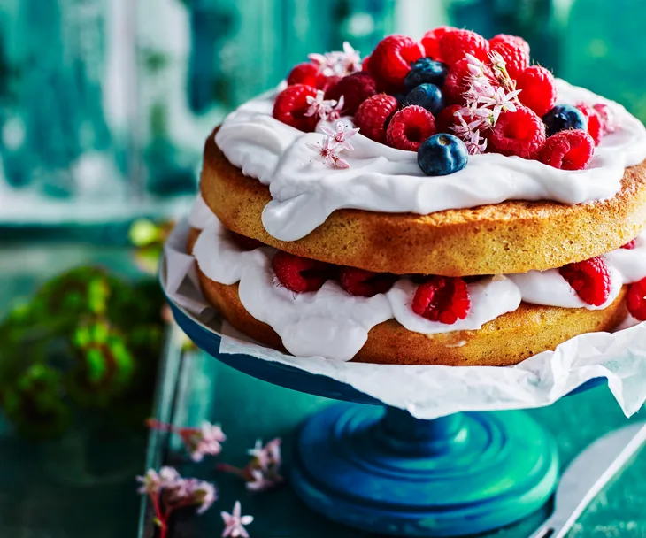 Mixed berry coconut layer cake