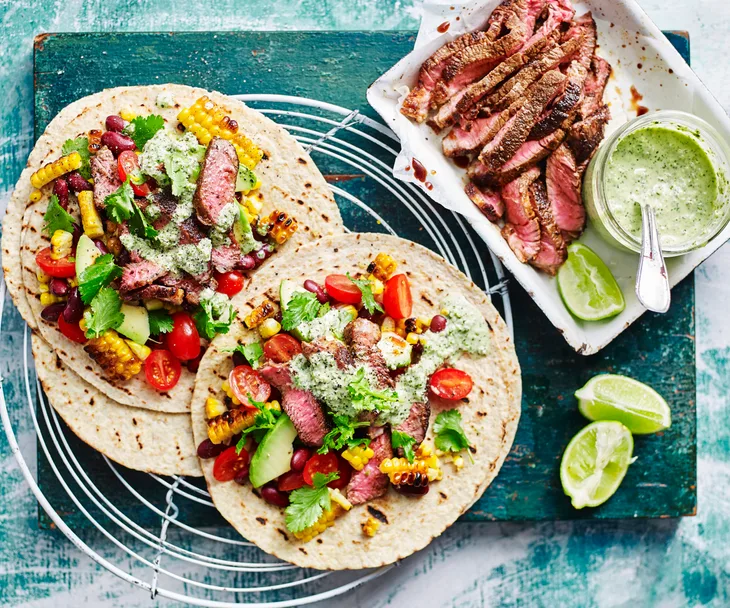 Mexican beef corn salad wraps