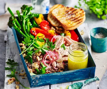 Smoked tuna and quinoa salad with broccolini