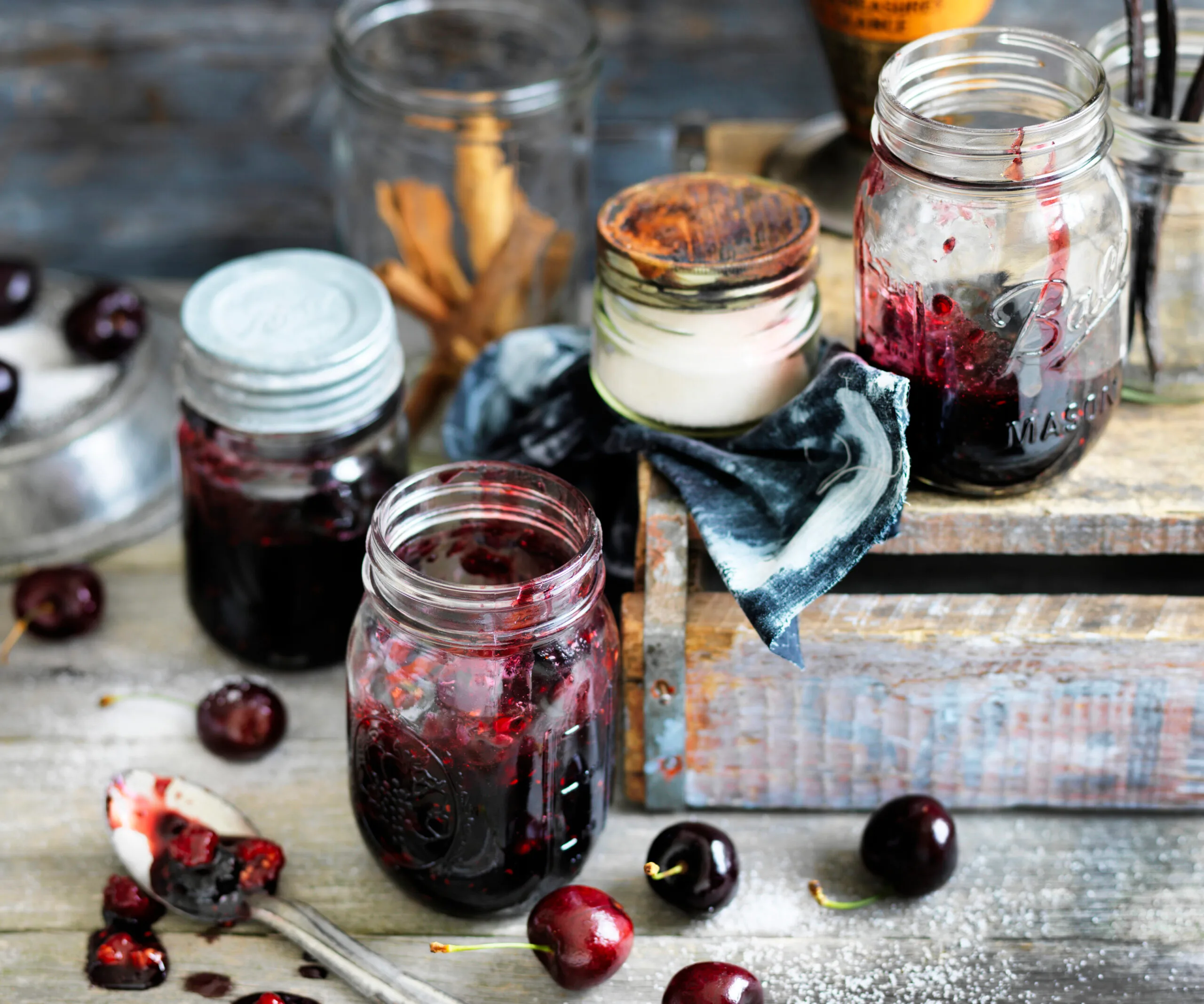 cherry, cinnamon and vanilla jam